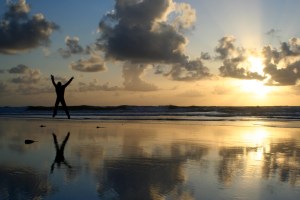 silhouette of jumping man